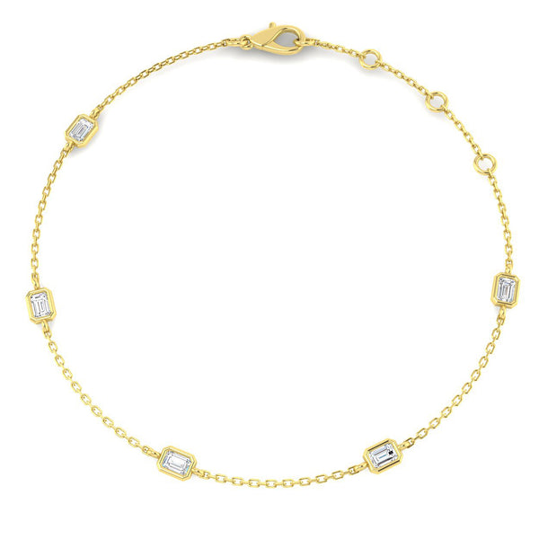 0.46ct Lab-Grown Diamond Emerald-Cut Station Bracelet