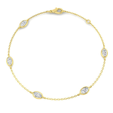 0.93ct Lab-Grown Diamond Oval Station Bracelet in 9ct Yellow Gold