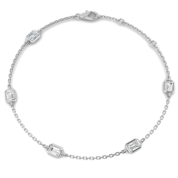 1ct Lab-Grown Diamond Emerald-Cut Station Bracelet