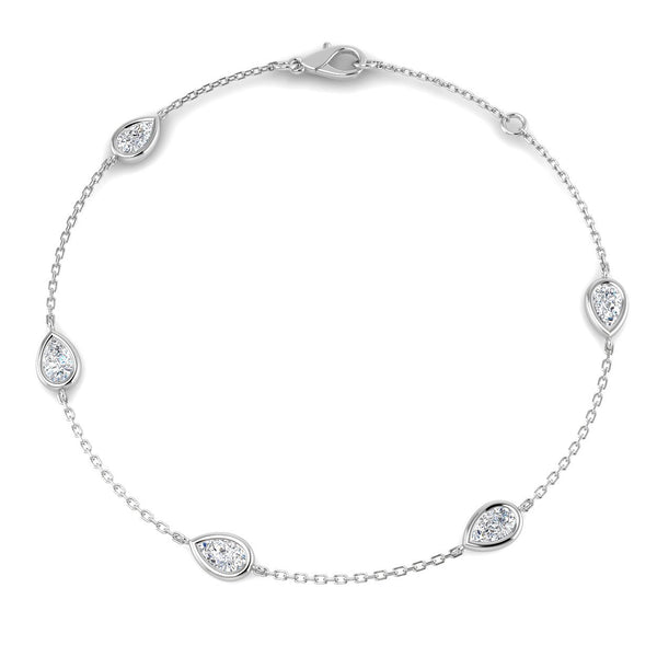1ct Lab-Grown Diamond Pear Station Bracelet