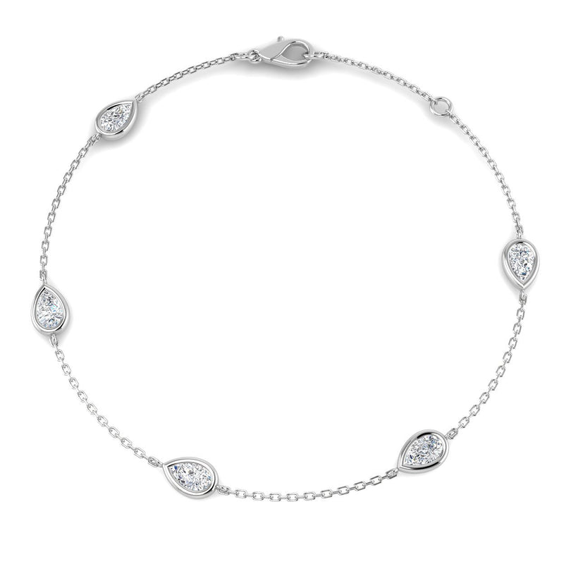 1ct Lab-Grown Diamond Pear Station Bracelet