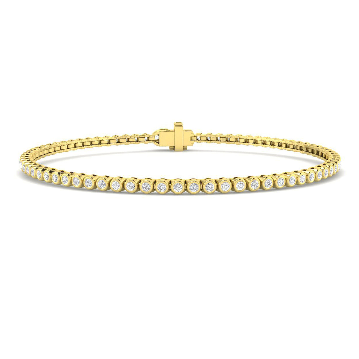 0.92ct Lab-Grown Diamond Round Tennis Bracelet in 9ct Yellow Gold