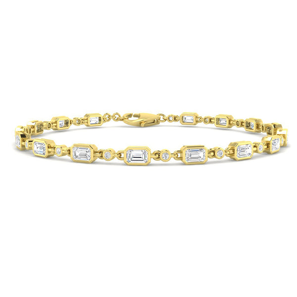 2.77ct Lab-Grown Diamond Emerald & Round Tennis Bracelet