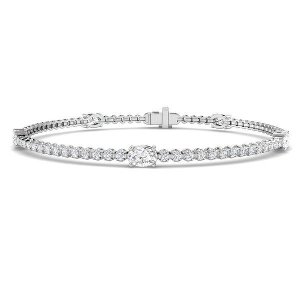 2.98ct Lab-Grown Diamond Oval Halo Tennis Bracelet