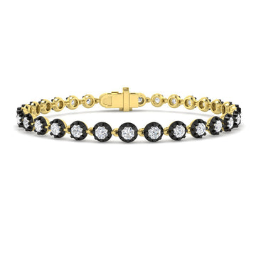 3.02ct Lab-Grown Diamond Round Rubover Tennis Bracelet in 9ct Yellow Gold