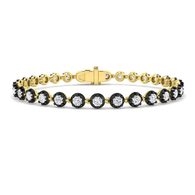 3.02ct Lab-Grown Diamond Round Rubover Tennis Bracelet