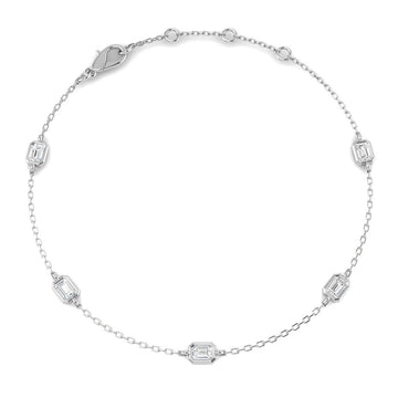 0.57ct Lab-Grown Diamond Emerald-Cut Station Bracelet in 9ct White Gold