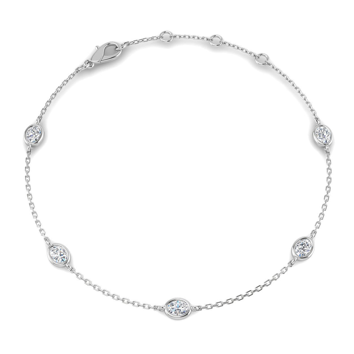0.53ct Lab-Grown Diamond Oval Station Bracelet in 9ct White Gold