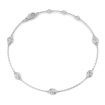 0.53ct Lab-Grown Diamond Oval Station Bracelet in 9ct White Gold