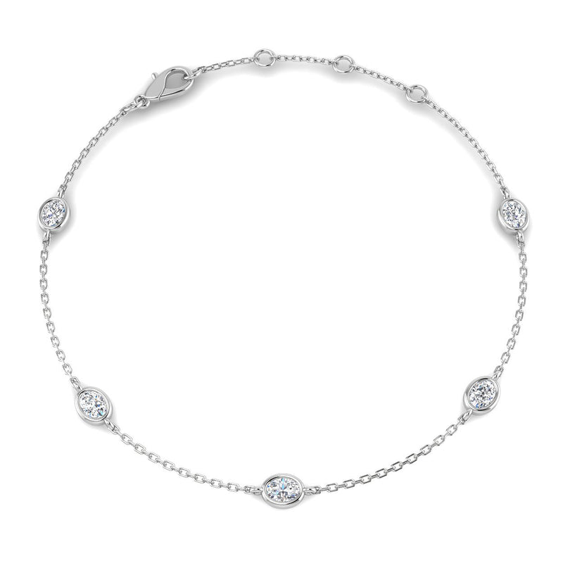 0.53ct Lab-Grown Diamond Oval Station Bracelet