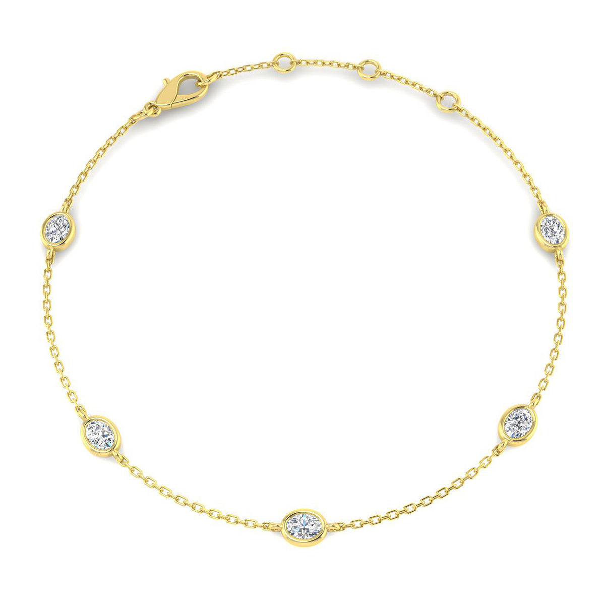 0.53ct Lab-Grown Diamond Oval Station Bracelet in 9ct Yellow Gold