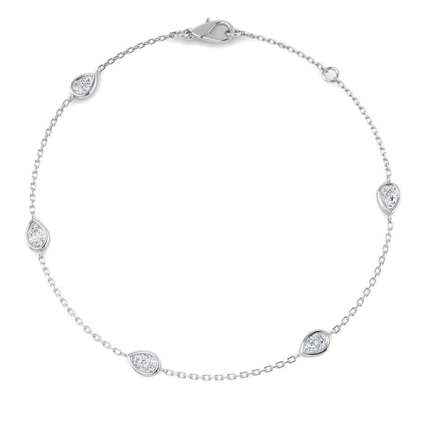 0.56ct Lab-Grown Diamond Pear Station Bracelet