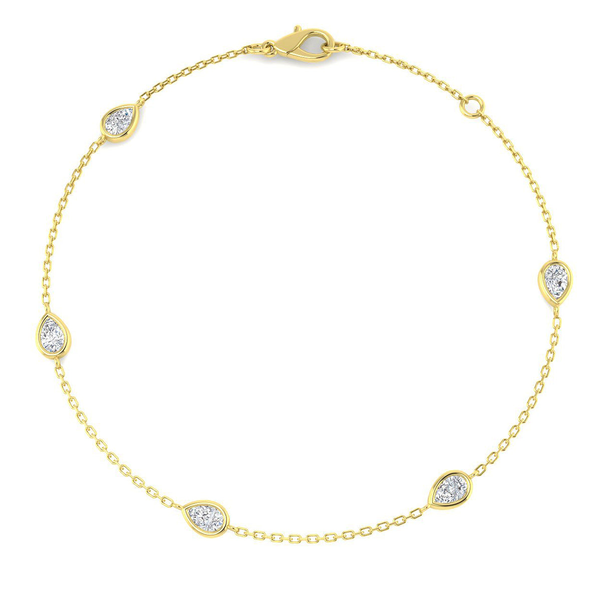 0.56ct Lab-Grown Diamond Pear Station Bracelet in 9ct Yellow Gold