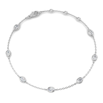 0.6ct Lab-Grown Diamond Oval Station Bracelet in 9ct White Gold