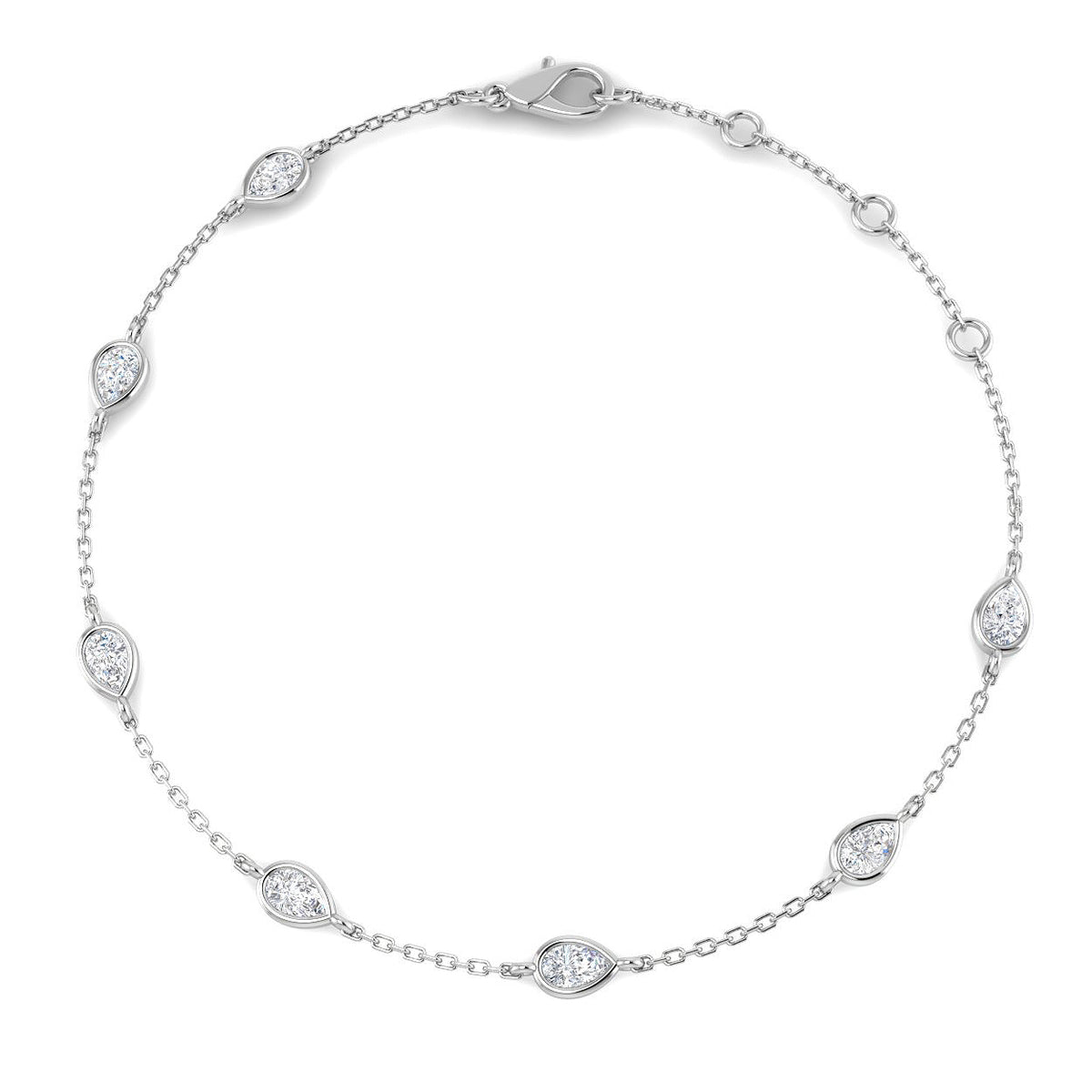 0.66ct Lab-Grown Diamond Pear Station Bracelet in 9ct White Gold