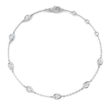 0.66ct Lab-Grown Diamond Pear Station Bracelet in 9ct White Gold