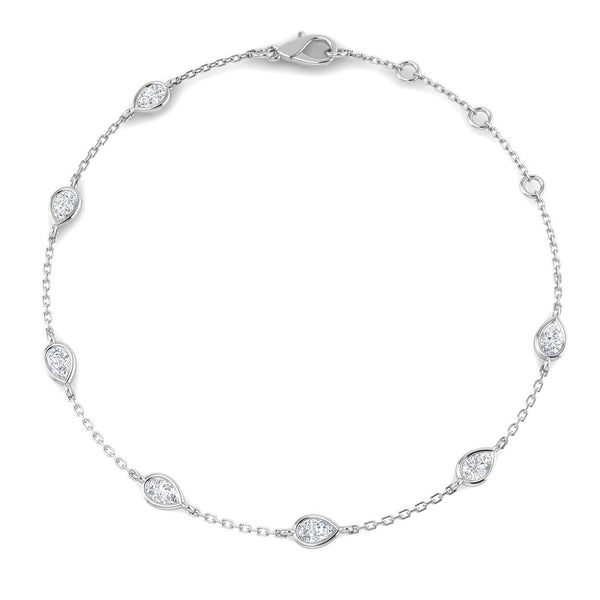 0.66ct Lab-Grown Diamond Pear Station Bracelet