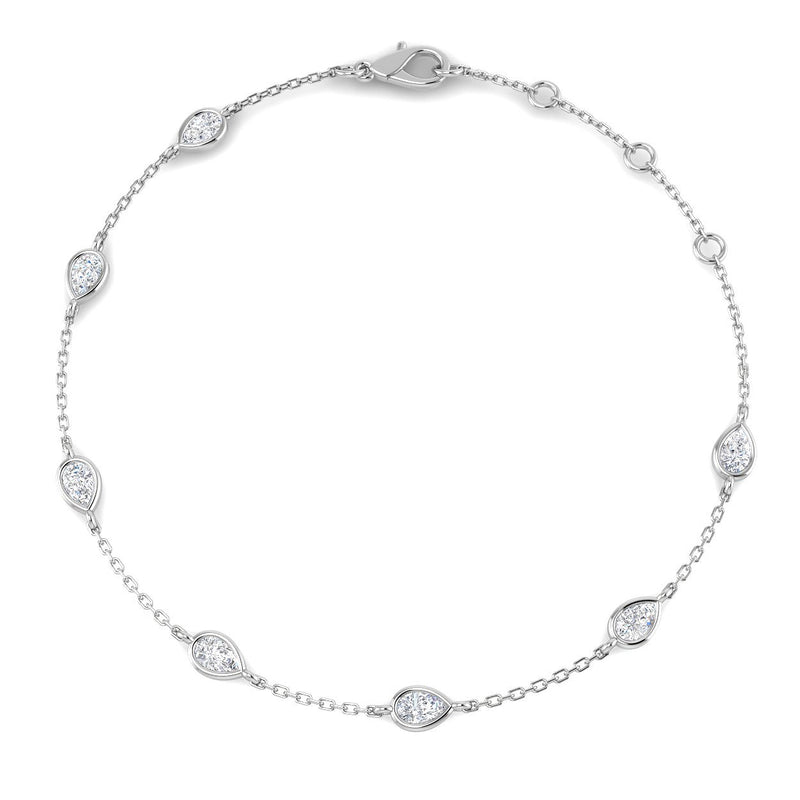 0.66ct Lab-Grown Diamond Pear Station Bracelet