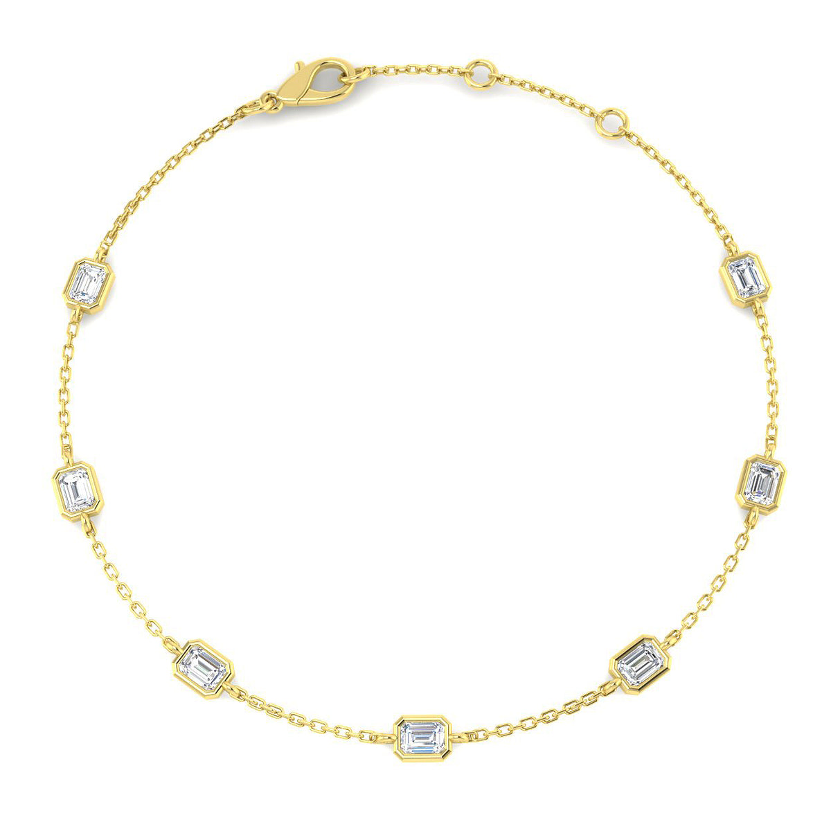 0.78ct Lab-Grown Diamond Emerald-Cut Station Bracelet in 9ct Yellow Gold