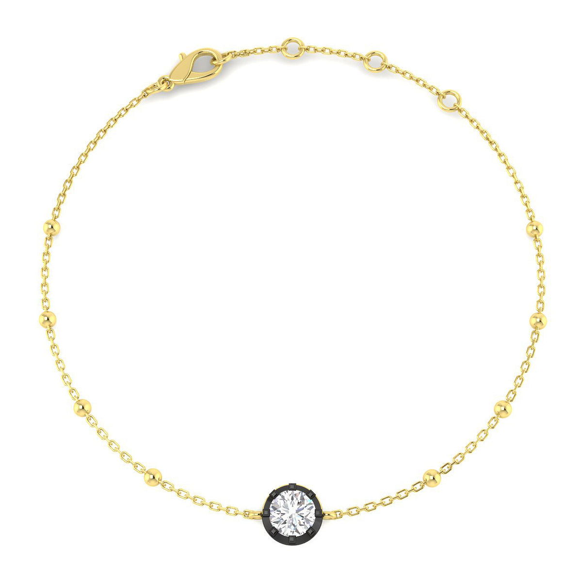 0.5ct Lab-Grown Diamond Solitaire Rubover Bracelet in 9ct Yellow Gold