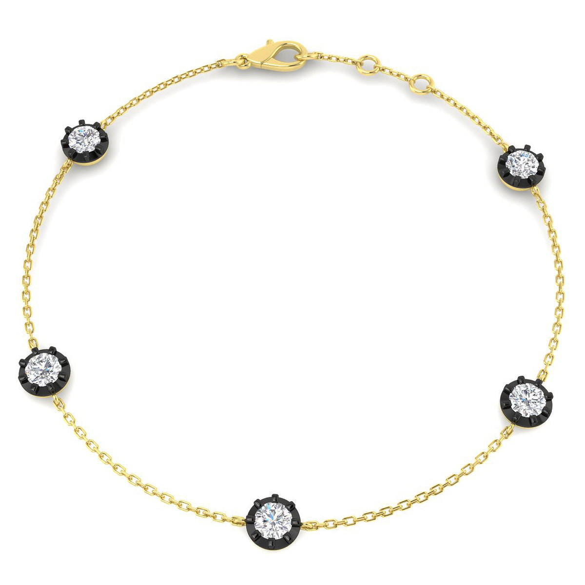 0.9ct Lab-Grown Diamond Five-Stone Rubover Bracelet in 9ct Yellow Gold