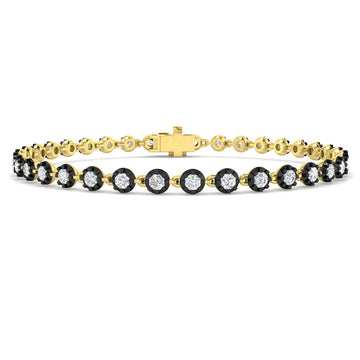 2.06ct Lab-Grown Diamond Round Rubover Tennis Bracelet in 9ct Yellow Gold
