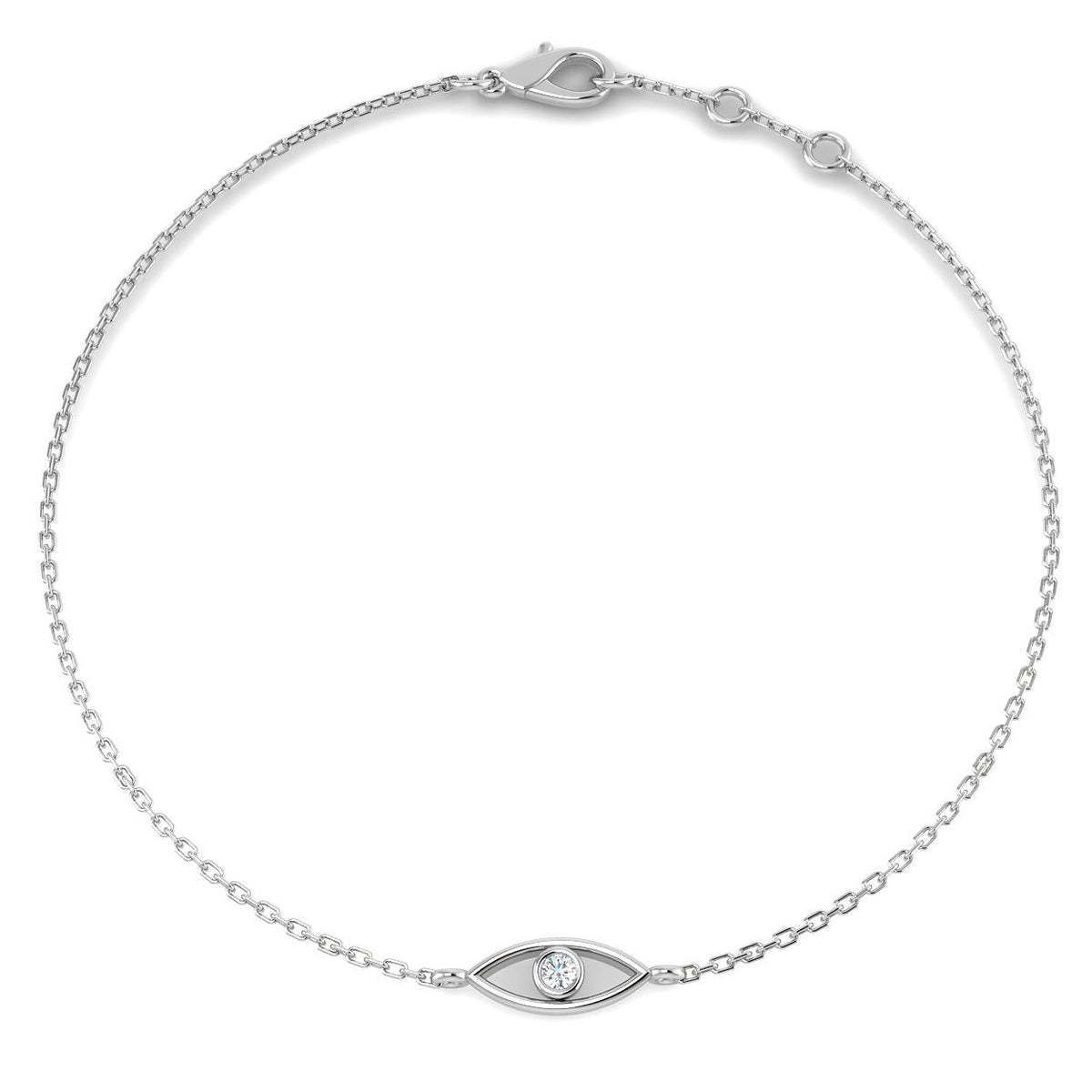 0.03ct Lab-Grown Diamond Evil Eye Bracelet in 9ct White Gold