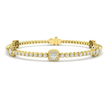 1.61ct Lab-Grown Diamond Round Halo Bracelet in 9ct Yellow Gold