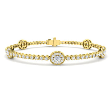 2.03ct Lab-Grown Diamond Oval Halo Bracelet in 9ct Yellow Gold