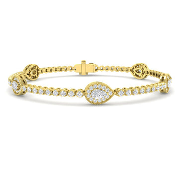 2.17ct Lab-Grown Diamond Pear Halo Bracelet in 9ct Yellow Gold