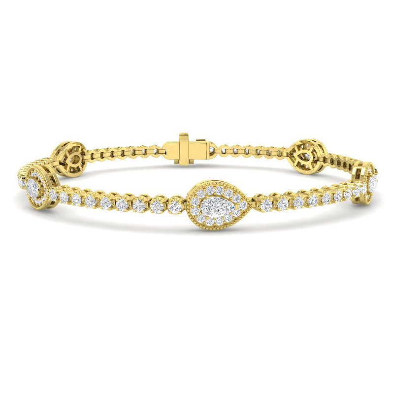 2.17ct Lab-Grown Diamond Pear Halo Bracelet
