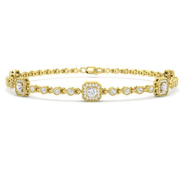 1.56ct Lab-Grown Diamond Round Halo Bracelet in 9ct Yellow Gold