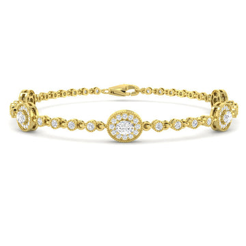 1.96ct Lab-Grown Diamond Oval Halo Bracelet in 9ct Yellow Gold