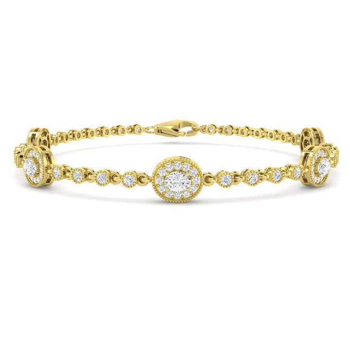 1.96ct Lab-Grown Diamond Oval Halo Bracelet in 9ct Yellow Gold