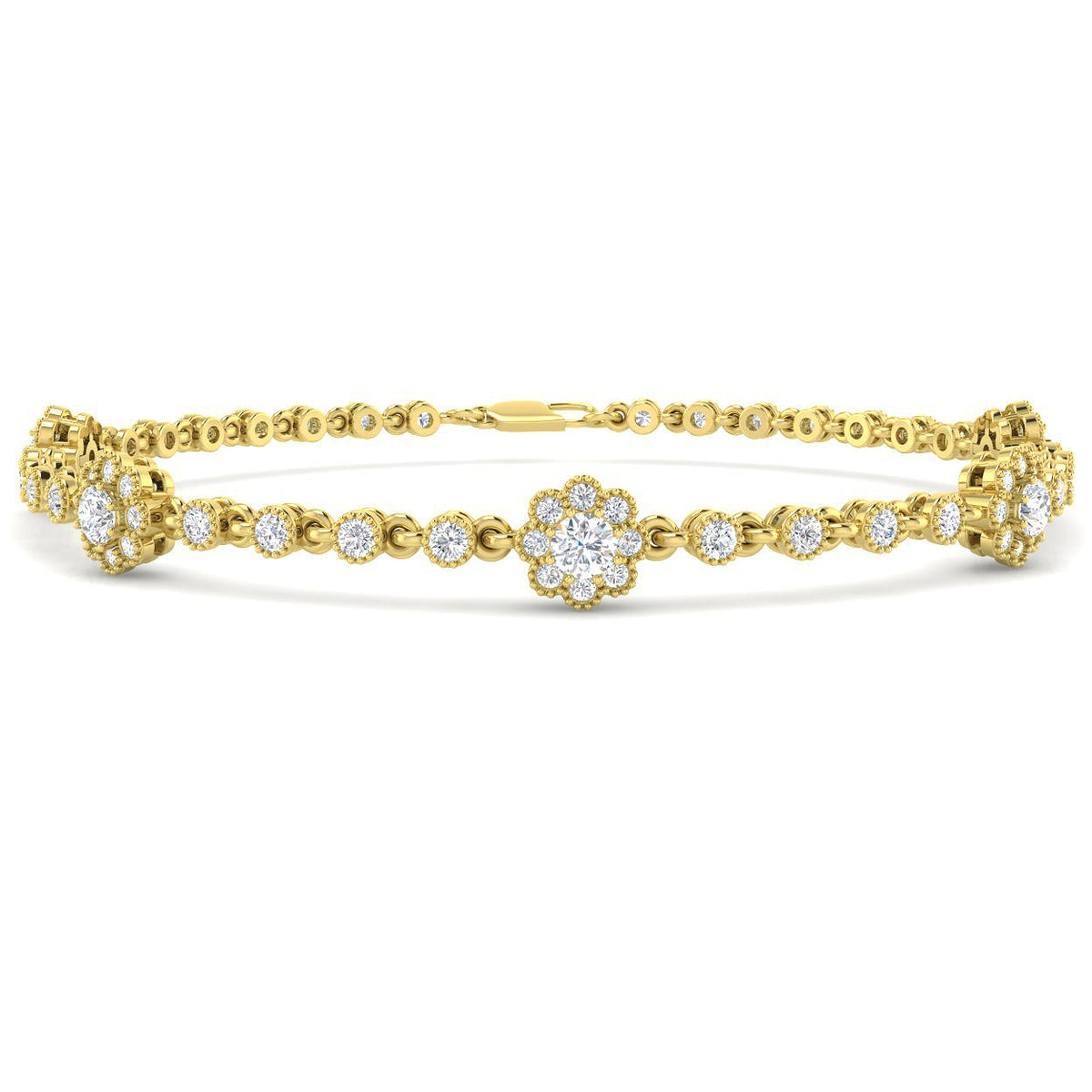 1.76ct Lab-Grown Diamond Round Halo Bracelet in 9ct Yellow Gold