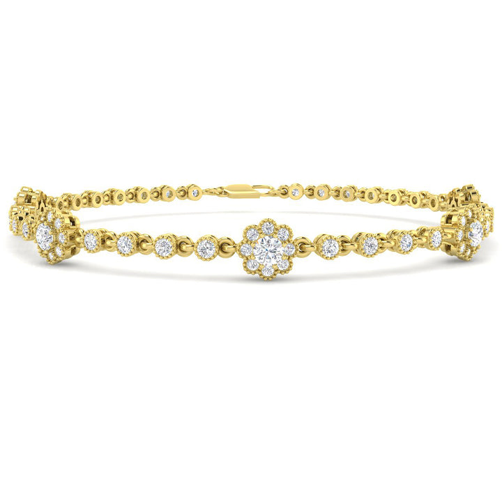 1.76ct Lab-Grown Diamond Round Halo Bracelet in 9ct Yellow Gold