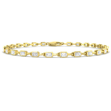 2.13ct Lab-Grown Diamond Emerald-Cut Link Tennis Bracelet in 9ct Yellow Gold