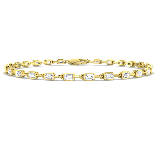 2.13ct Lab-Grown Diamond Emerald-Cut Link Tennis Bracelet