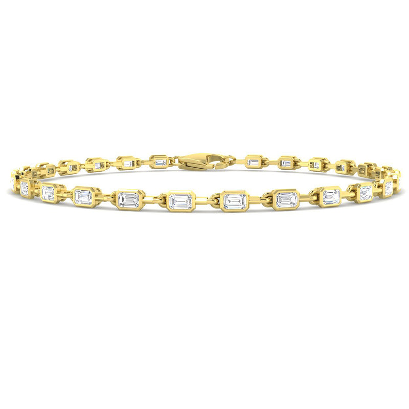 2.13ct Lab-Grown Diamond Emerald-Cut Link Tennis Bracelet