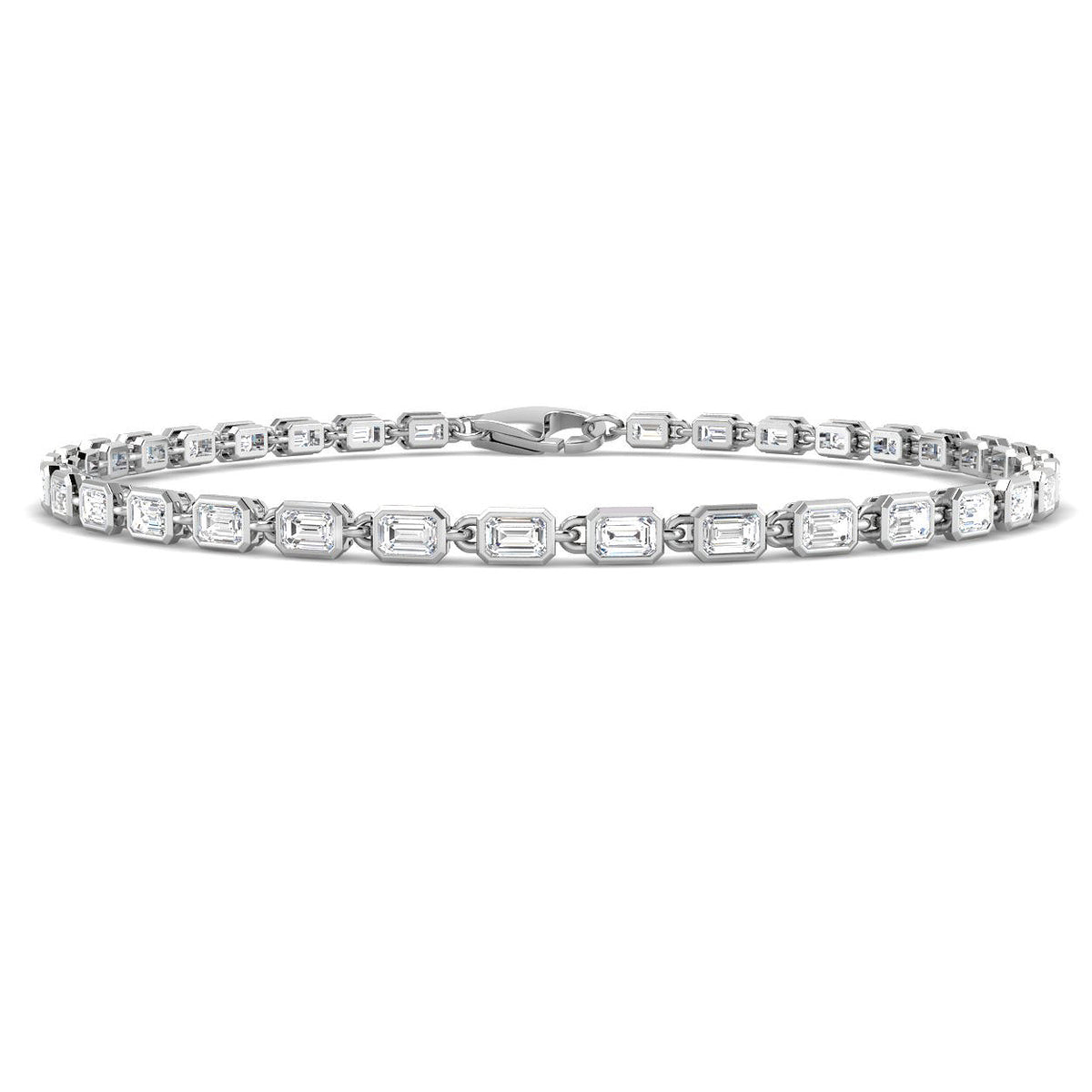 2.41ct Lab-Grown Diamond Emerald-Cut Link Tennis Bracelet in 9ct White Gold