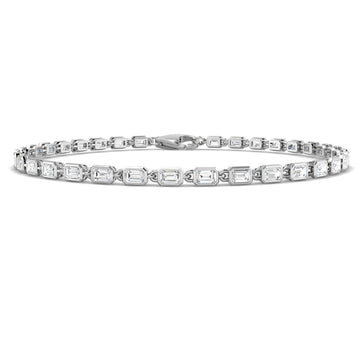2.41ct Lab-Grown Diamond Emerald-Cut Link Tennis Bracelet in 9ct White Gold
