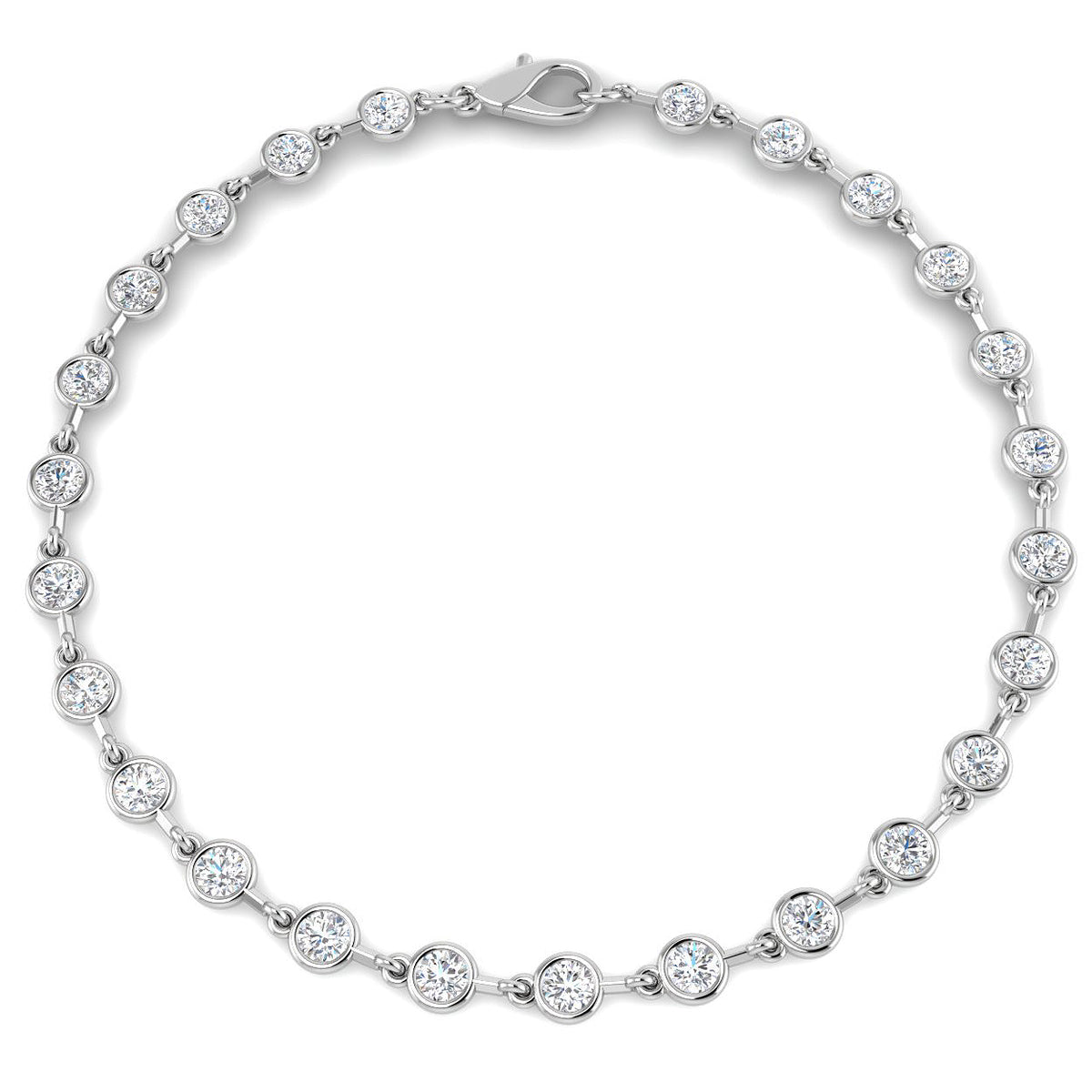 2.39ct Lab-Grown Diamond Round Rubover Tennis Bracelet in 9ct White Gold