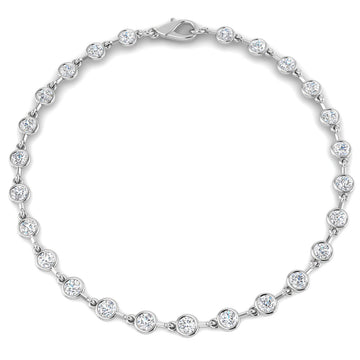2.39ct Lab-Grown Diamond Round Rubover Tennis Bracelet in 9ct White Gold