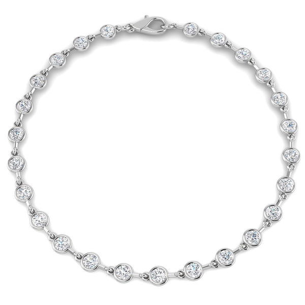 2.39ct Lab-Grown Diamond Round Rubover Tennis Bracelet