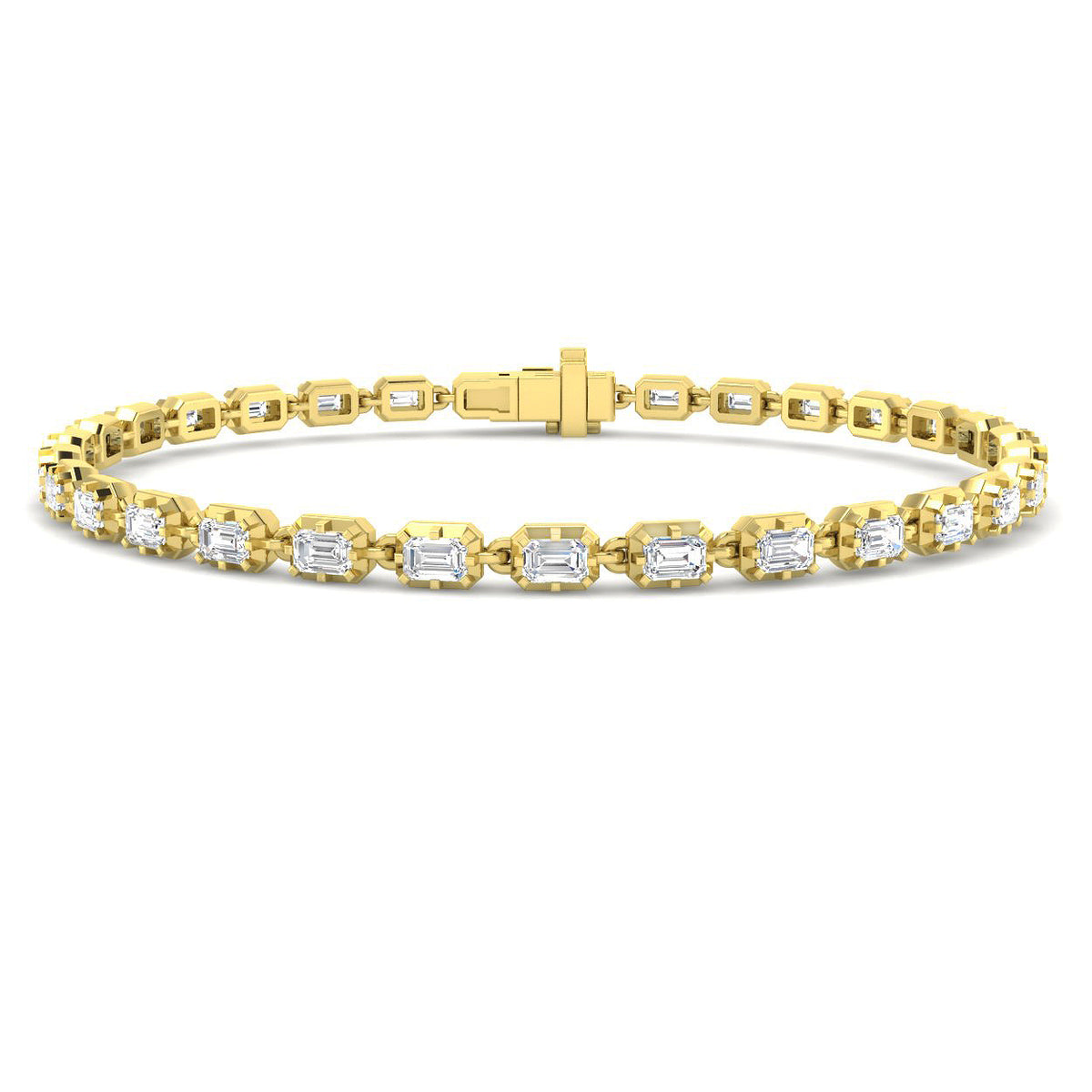 3.21ct Lab-Grown Diamond Emerald-Cut Tennis Bracelet in 9ct Yellow Gold