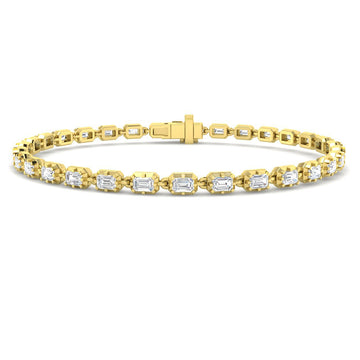3.21ct Lab-Grown Diamond Emerald-Cut Tennis Bracelet in 9ct Yellow Gold