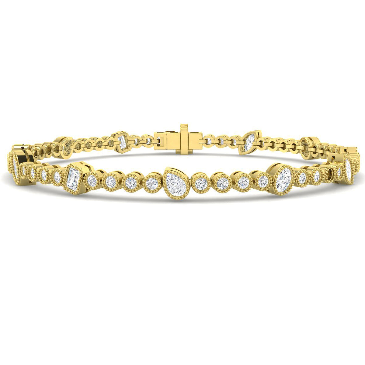 2.93ct Lab-Grown Diamond Mixed-Shape Halo Tennis Bracelet in 9ct Yellow Gold