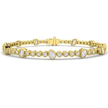 2.93ct Lab-Grown Diamond Mixed-Shape Halo Tennis Bracelet in 9ct Yellow Gold