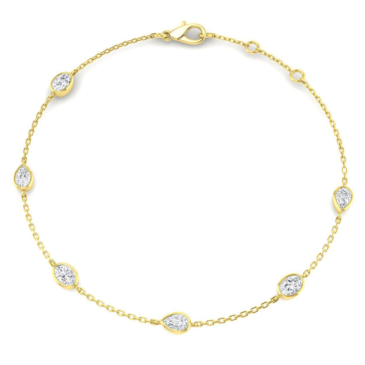0.81ct Lab-Grown Diamond Oval & Pear Station Bracelet in 9ct Yellow Gold