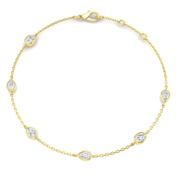 0.81ct Lab-Grown Diamond Oval & Pear Station Bracelet